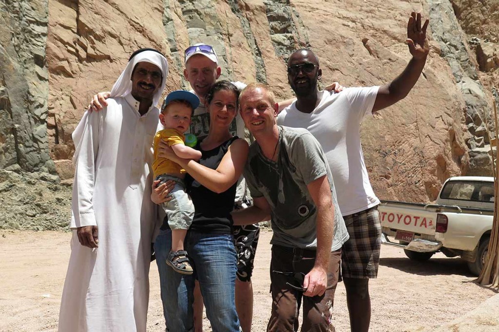 Group picture! Great trip to the oasis with Sameh, Eid and Mau's brother Robin in Dahab