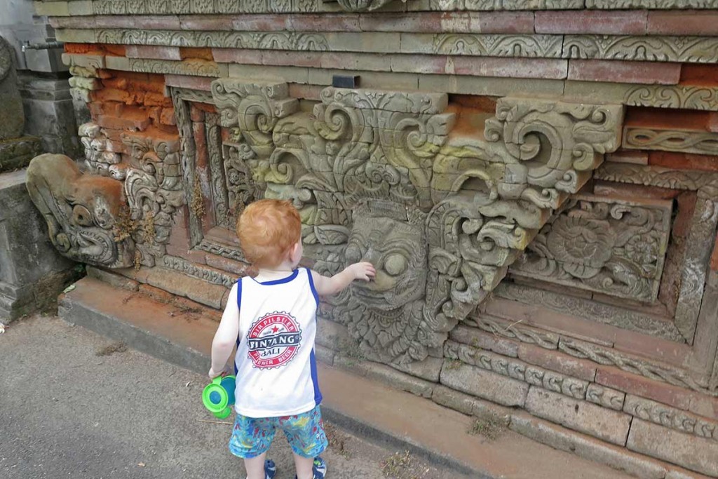 Jace's first time at a temple. He was fascinated by all the statues and carvings